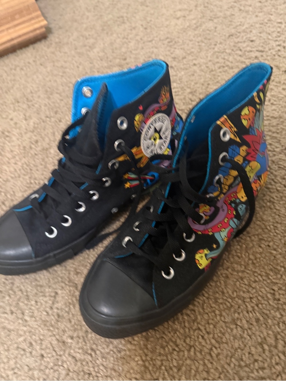 Converse Black High-Top Lace-Up Boots with Bright Graphic Accents